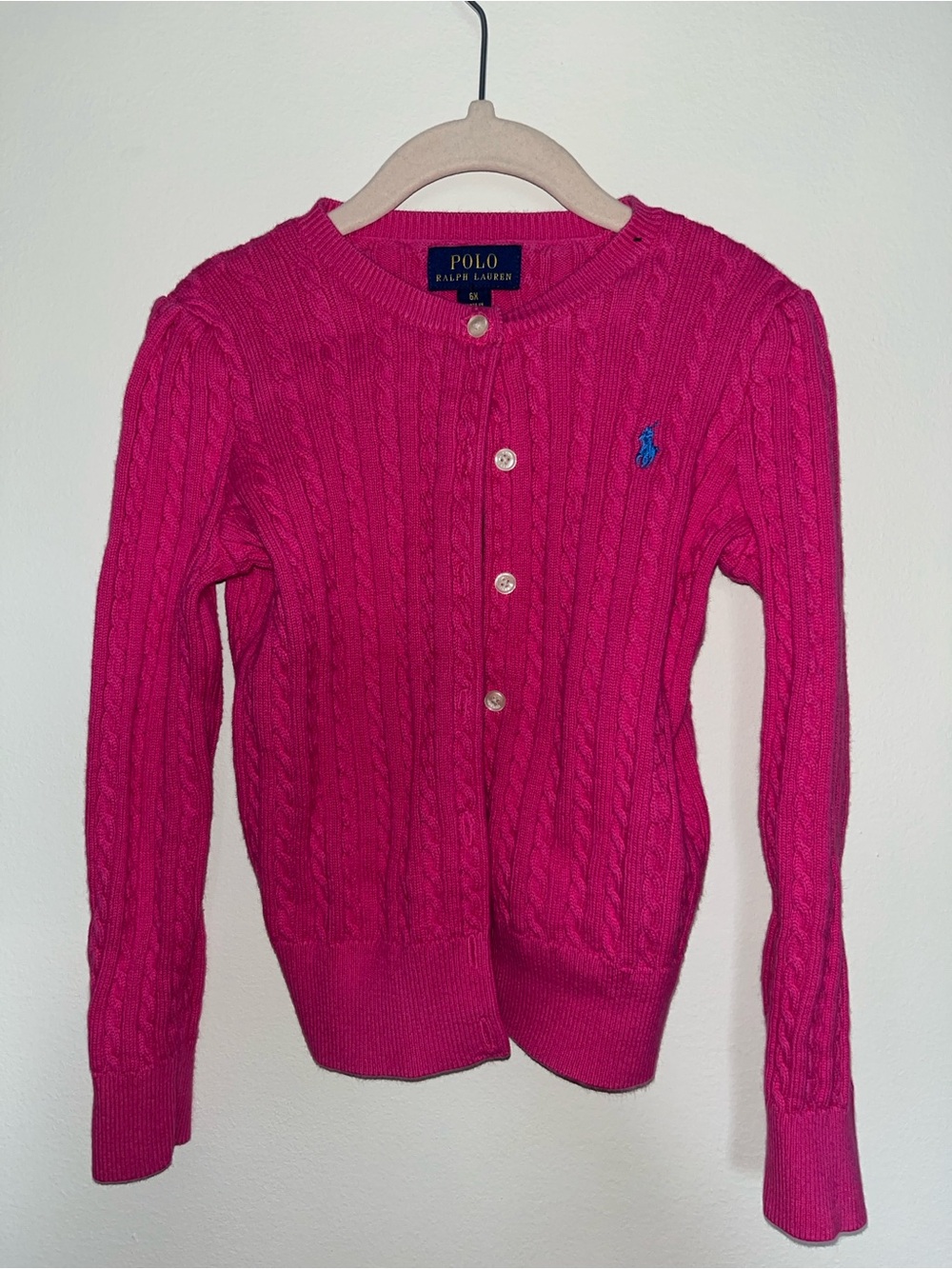 Polo by Ralph Lauren Bright Pink Knit Cardigan